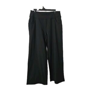 Esoft Womans Plus Size Wide Leg Leggings Size 2XL Black With Side Pockets